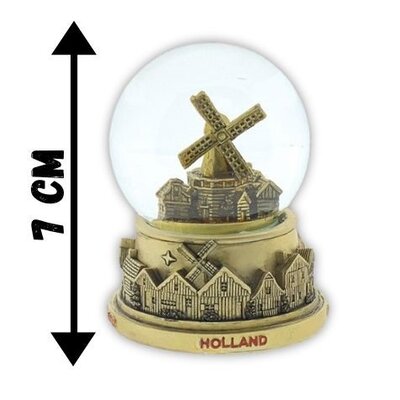 Typisch Hollands Water globe village scene Holland 7cm gold