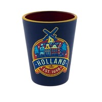 Typisch Hollands Schnapsglas Holland Mill Label rund