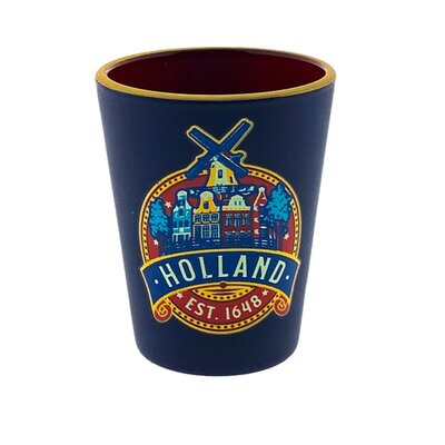 Typisch Hollands Schnapsglas Holland Windmühlenetikett rund