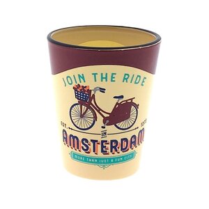 Typisch Hollands Shot glass Amsterdam Join the ride red