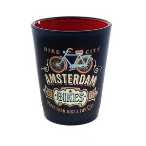 Typisch Hollands Shotglas Amsterdam vintage fiets blauw