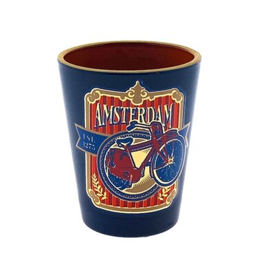 Typisch Hollands Shot glass Amsterdam label blue