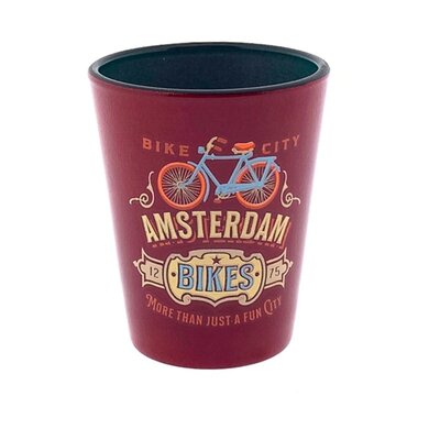 Typisch Hollands Shot glass Amsterdam vintage bicycle red