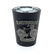 Typisch Hollands Schnapsglas schwarz Amsterdam Metall Fahrrad