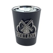 Typisch Hollands Schnapsglas schwarz Holland Metallmühle