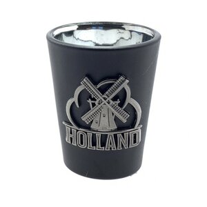 Typisch Hollands Schnapsglas schwarz Holland Metallmühle