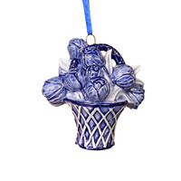 Typisch Hollands Kerstornament tulpenmand Delfts-blauw