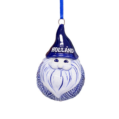 Typisch Hollands Kerstornament kerstman gebreide trui Delfts-blauw