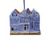 Matix Kerstornament 3 huisjes  Delfts-blauw met goud