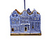Typisch Hollands Kerstornament 3 huisjes  Delfts-blauw met goud