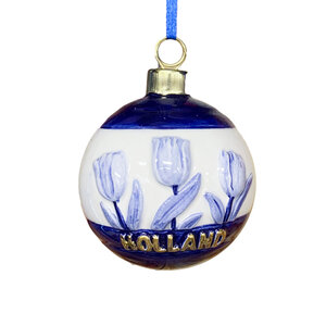 Matix Christmas ornament around tulips, Delft blue with gold