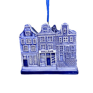 Typisch Hollands Weihnachtsschmuck 3 Häuser Delfter Blau