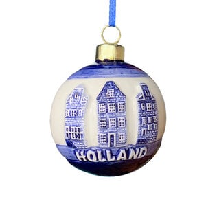 Matix Runder Weihnachtsschmuck mit Delfter-Blau-Häusern