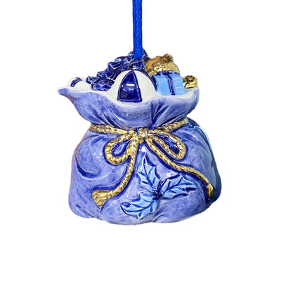 Typisch Hollands Kerstornament cadeauzak Delfts-blauw  met goud