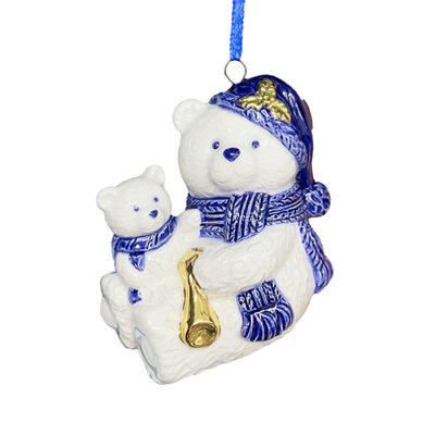 Typisch Hollands Christmas ornament bear Delft blue with gold