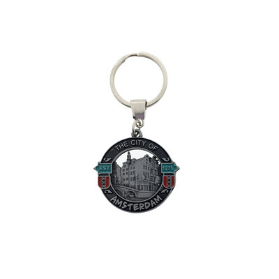 Matix Keychain Round - City of Amsterdam (black-tin)