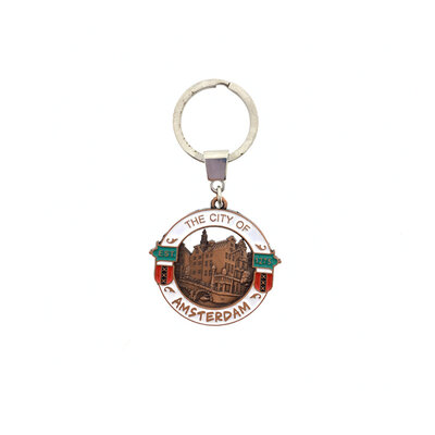 Typisch Hollands Keychain Round - City of Amsterdam (copper - white)