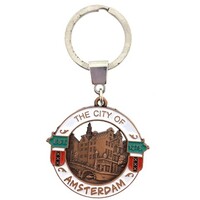 Typisch Hollands Keychain Round - City of Amsterdam (copper - white)