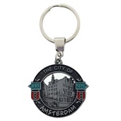 Matix Sleutelhanger Rond - City of  Amsterdam (zwart-tin)