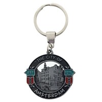 Typisch Hollands Keychain Round - City of Amsterdam (black-tin)