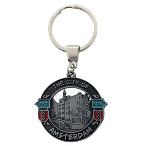 Matix Sleutelhanger Rond - City of  Amsterdam (zwart-tin)