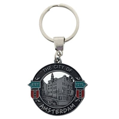 Matix Keychain Round - City of Amsterdam (black-tin)