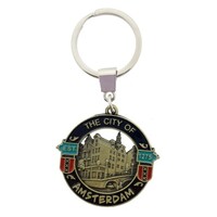 Typisch Hollands Keychain Round - City of Amsterdam (black-bronze)