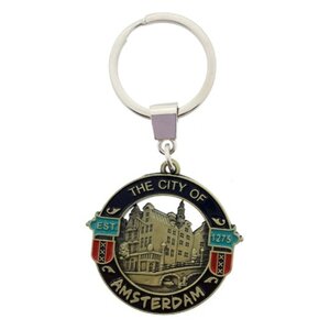 Matix Keychain Round - City of Amsterdam (black-bronze)