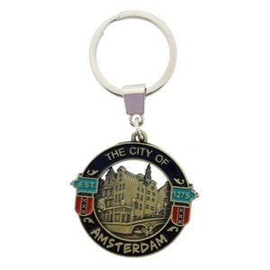 Typisch Hollands Keychain Round - City of Amsterdam (black-bronze)