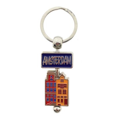 Typisch Hollands Keychain (spinner) Gable houses - Silver - Amsterdam