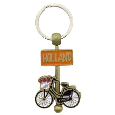 Typisch Hollands Sleutelhanger (spinner)  Fiets - Brons - Holland