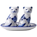 Heinen Delftware Pfeffer und Salz Pussy Blumenmotiv