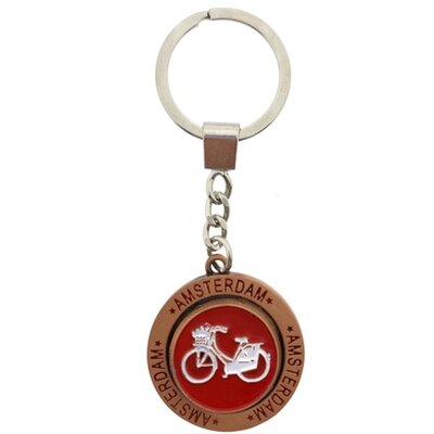 Typisch Hollands Schlüsselanhänger (Spinner) Rot - Amsterdam - Fahrrad