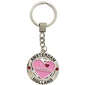 Typisch Hollands Keychain (spinner) I love Amsterdam - Pink