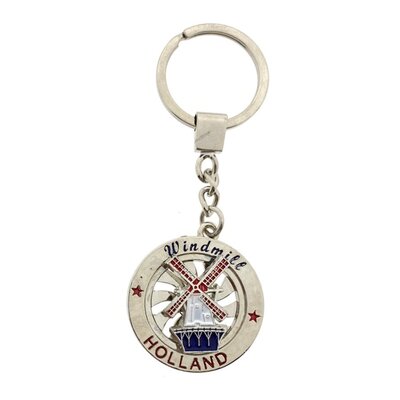 Typisch Hollands Keychain Round Spinner Mill Holland (silver shiny)