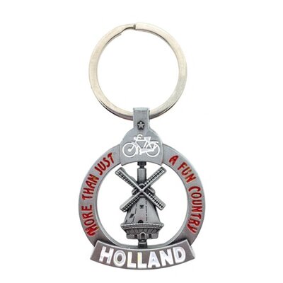 Typisch Hollands Sleutelhanger ( icoon-spinner)  Holland - Molen en Fiets