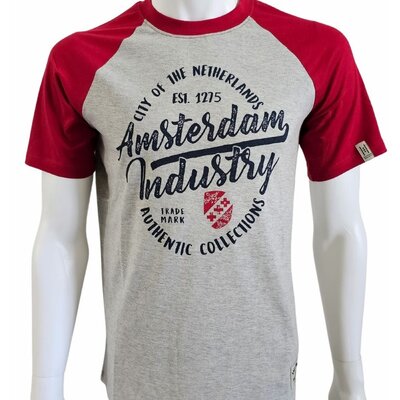 Holland fashion T-Shirt- Grijs Rood Amsterdam  - Industry