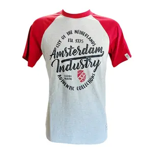 Holland fashion T-Shirt- Grijs Rood Amsterdam  - Industry