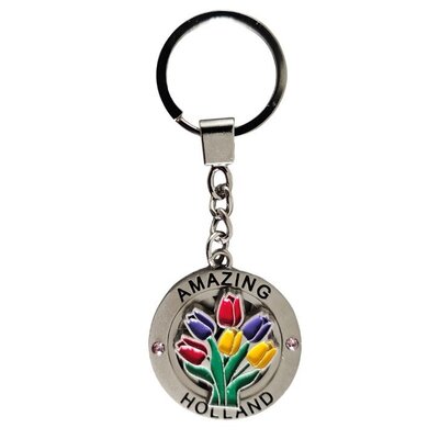 Matix Sleutelhanger Shiny Zilver (spinner)  Amazing Tulips from Holland