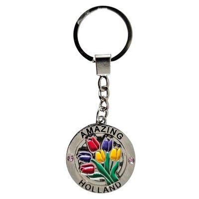 Matix Sleutelhanger Mat Zilver (spinner)  Amazing Tulips from Holland