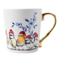 Typisch Hollands Luxury Christmas mug - Delft blue touch Forest birds (golden ear)