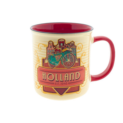 Typisch Hollands Tasse Holland Vintage in Geschenkbox - Fahrrad (rot-orange)