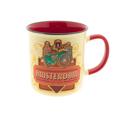 Typisch Hollands Large mug Cup Amsterdam bicycle Vintage in gift box