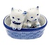 Heinen Delfts blauw Salt and Pepper kittens in Basket Blue