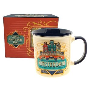 Typisch Hollands Tasse Amsterdam Vintage in Geschenkbox Häuser