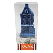 Typisch Hollands Geschenkbox - Delfts blauw huisje  klompenwinkel  met hopjes.