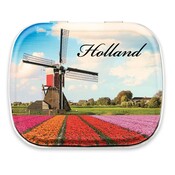 Typisch Hollands Mini tin with peppermints Dutch windmill landscape