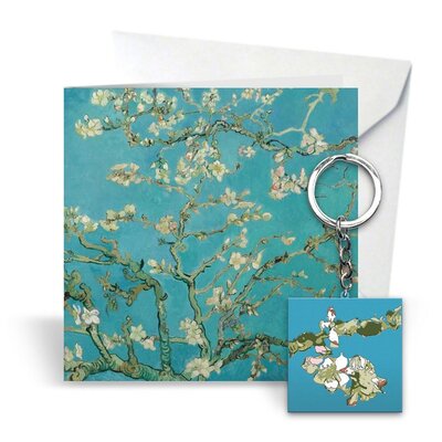 Typisch Hollands Geschenkset Becher und Dose Stroopwafels – Mandelblüte (mit Geschenkkarte und KOSTENLOSEM Schlüsselanhänger)