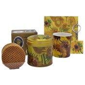 Typisch Hollands Geschenkset Becher und Dose Stroopwafels – Sonnenblumen (mit Geschenkkarte und KOSTENLOSEM Schlüsselanhänger)