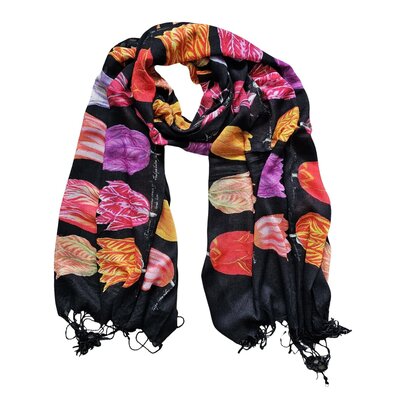 Robin Ruth Fashion Viscose scarf Tulips - Black- Multi